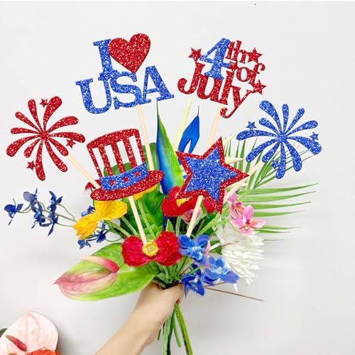 12 PCS 4th of July Double Sided Firework Centerpiece Sticks