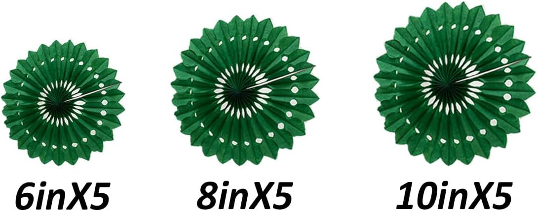 15pcs Green Tissue Paper Fans Set with Pink Packaging