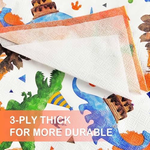 WERNNSAI Dinosaur Party Napkins 50 Pack 65 x 65 Inches