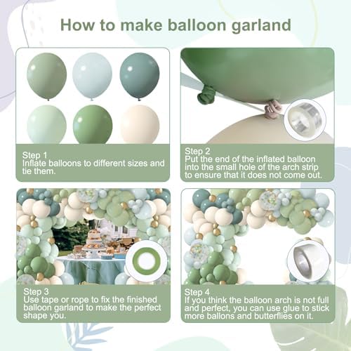 150Pcs Dusty Blue Green Balloon Garland Kit