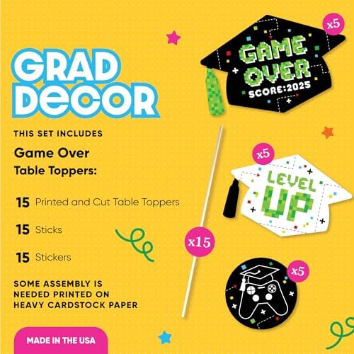 Game Over Video Game Graduation Party Centerpiece Sticks Set of 15