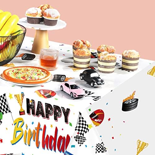 Tudomro 3Pcs Racing Car Tablecloth for Birthday Parties
