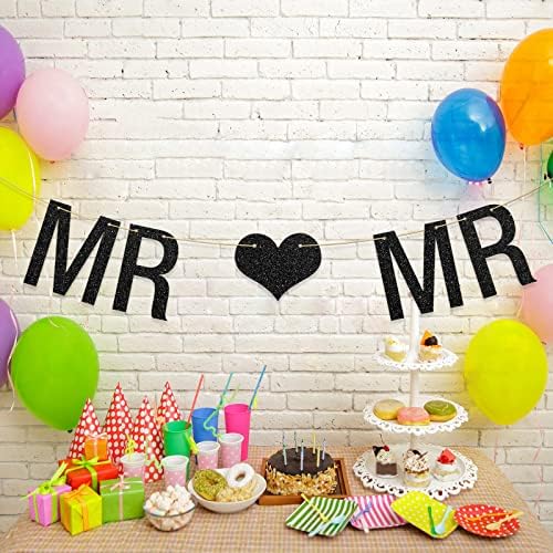 Mr Mr Banner Gay Theme Decor with Black Glitter