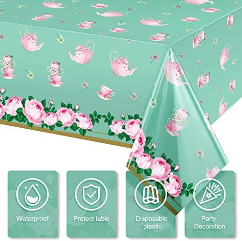 Tatuo 3 Pcs Floral Tea Party Tablecloths 54x108 Inch