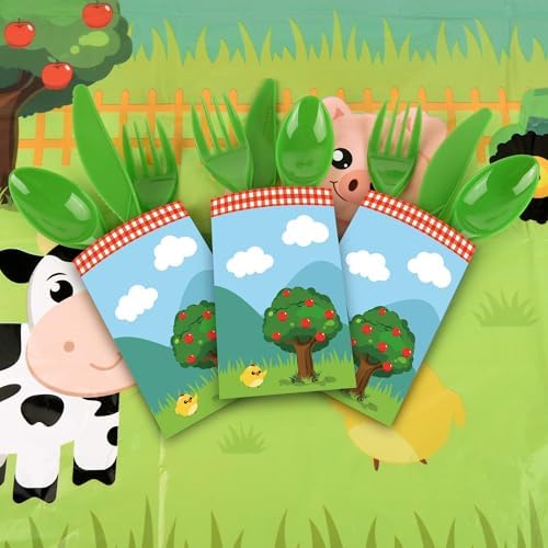 WERNNSAI Farm Party Tableware Set 130Pcs