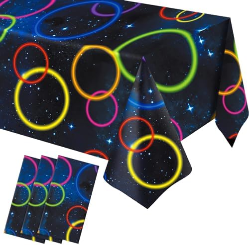 Irenare Neon Tablecloths 54x108 Inch Glow Party Decor