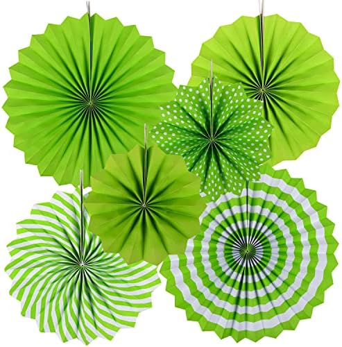 Koboome Hanging Paper Fans Decoration Set of 6 Green