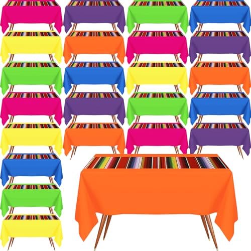 Hosuly Mexican Fiesta Tablecloth 54 x 108 Inches 24 Pcs