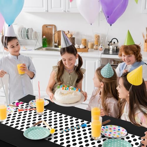 3 Pcs Black and White Polka Dot Tablecloths for Rectangular Tables