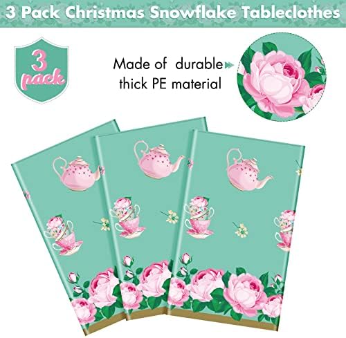 Tatuo 3 Pcs Floral Tea Party Tablecloths 54x108 Inch