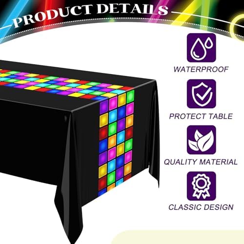 Irenare 3 Pack Neon Disco Tablecloths