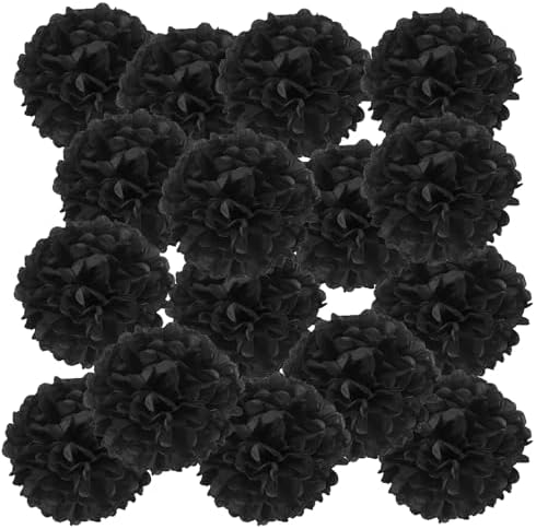 PATIKIL 6 Inch Black Tissue Pom Poms 20 Pack