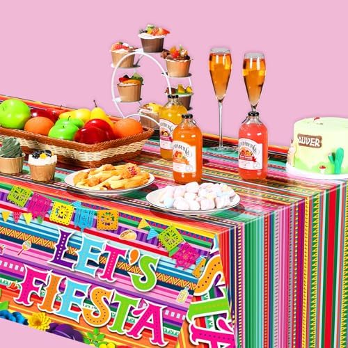 Mexican Fiesta 3 Piece Tablecloth Set 54x108 Inch