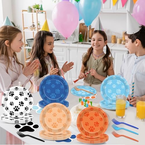 100Pcs Blue Dog Birthday Party Supplies for 25 Guests