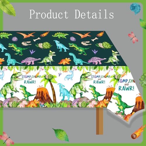 Watercolor Dinosaur Party Tablecloth Set 3pcs