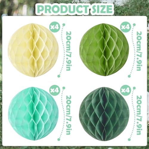 SUNBEAUTY 8 Inch Hanging Honeycomb Balls Set of 16