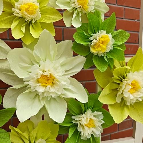 Mybbshower Crepe Paper Flowers Pack of 9 Green