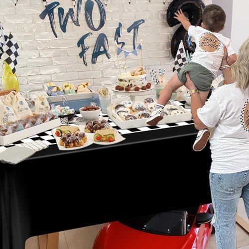 4 Pcs Racing Car Checkered Plastic Tablecloths for Birthday Parties