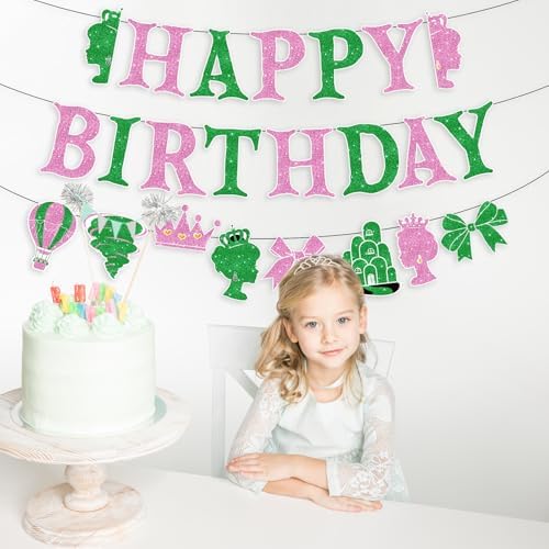 Witch Birthday Banner Pink Green Princess Theme Party Decor