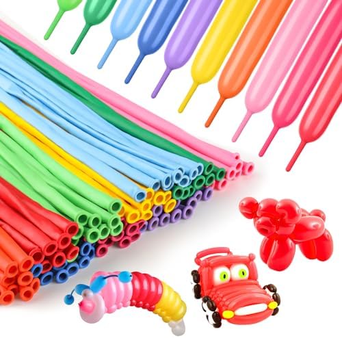 100Pcs Rainbow Long Balloons for Party Decorations