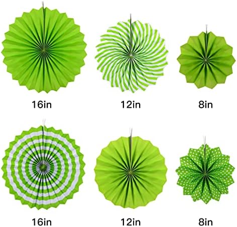 Koboome Hanging Paper Fans Decoration Set of 6 Green