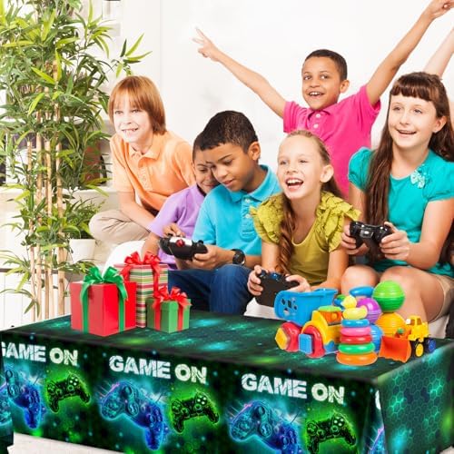 3 Pieces Gamer Party Tablecloths - 71 x 43 Disposable Gaming Table Cover