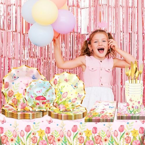 3 Pieces Spring Tulip Plastic Table Covers for Easter Birthday Parties