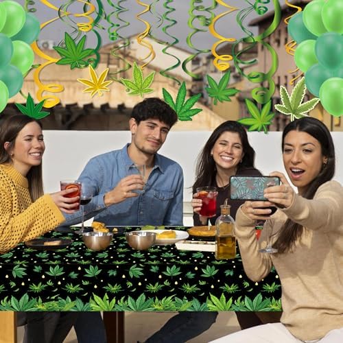 Parrtty Hurrican 2 PCS Weed Party Tablecloths 87x51 Inches Plastic Covers