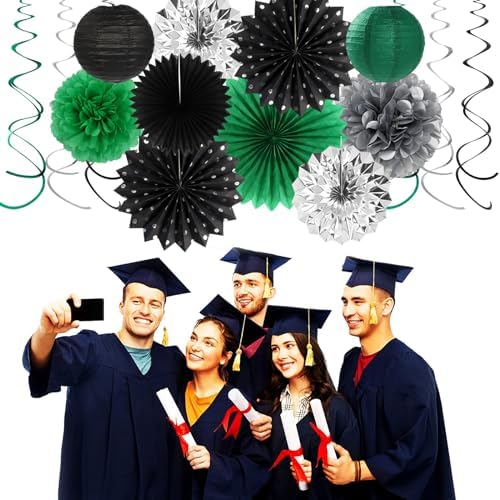 Hugtmr Black Green Silver Football Party Decorations 33pcs Set