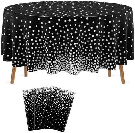 Newwiee 84 Inch Round Dot Tablecloth Set of 3