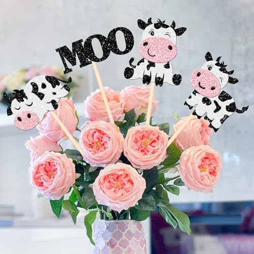 12PCS Double Sided Moo Cow Centerpiece Sticks