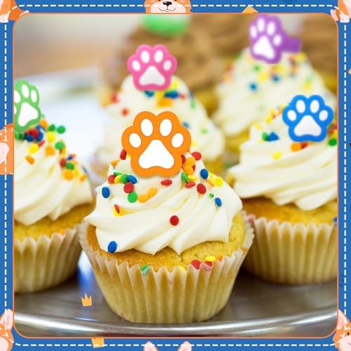 48 Pcs Dog Cupcake Rings Decorations
