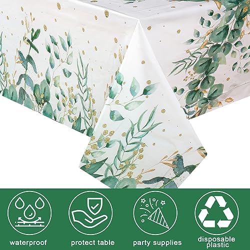 Irenare 3 Pcs Sage Green Plastic Tablecloth for Baby Shower