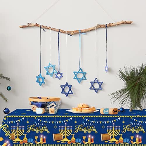 3 Pcs Hanukkah Tablecloths Blue Gold Fabric Decorations