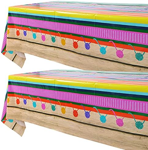 GGDE 2 Pcs Cinco De Mayo Tablecloth for Fiesta Parties