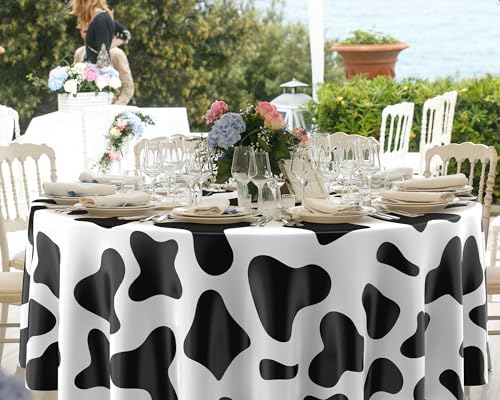 Oudain 84 Inch Round Plastic Tablecloth Set
