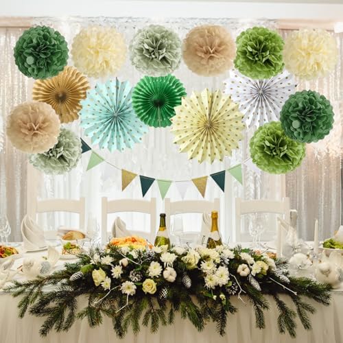 Sage Green Retro Party Decorations Set