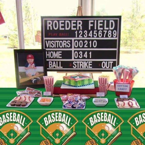 4-Pack Baseball Tablecloths for Theme Parties