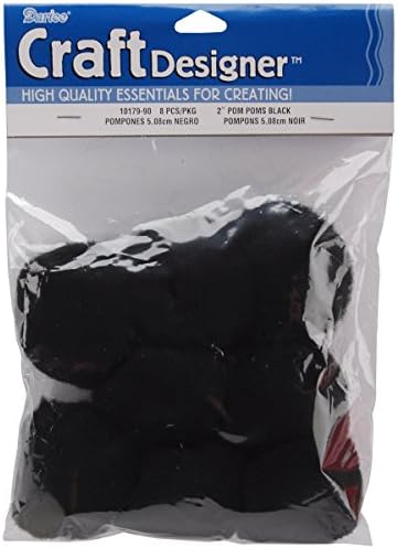 Darice 2 Inch Black Tissue Pom Poms 8 Pack