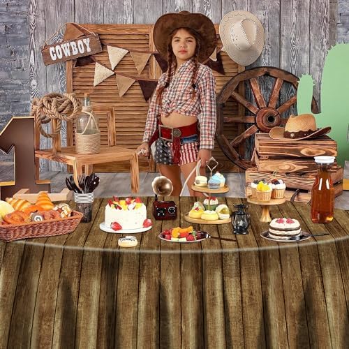 9 Pcs Wood Grain Tablecloths for Western Party Decorations
