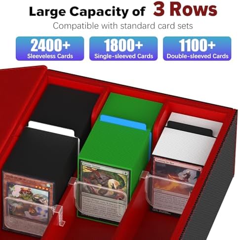 Gomyrod Card Deck Case for 1800 Sleeved Cards Black Red