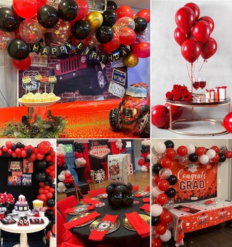 Red and Black Party Balloons 50pcs 12 Inch Decor Set