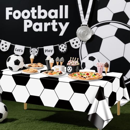 Soccer Tablecloth 4 Pack Rectangle 51x86 Inch Party Decorations