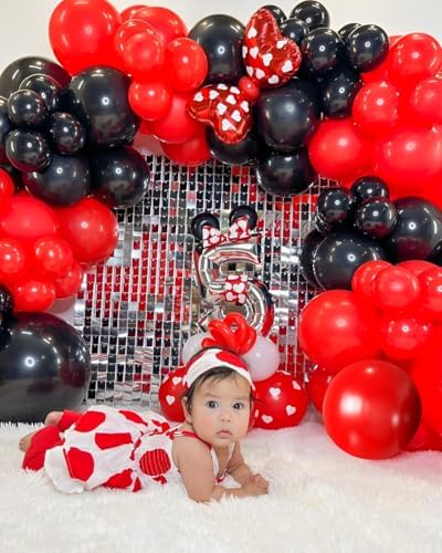 Red and Black Party Balloons 50pcs 12 Inch Decor Set
