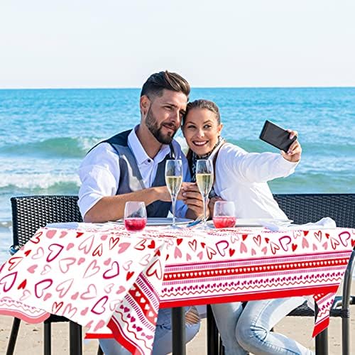 Fancy Land 3 Pack Valentine Heart Red Tablecloths 54x108 Inches