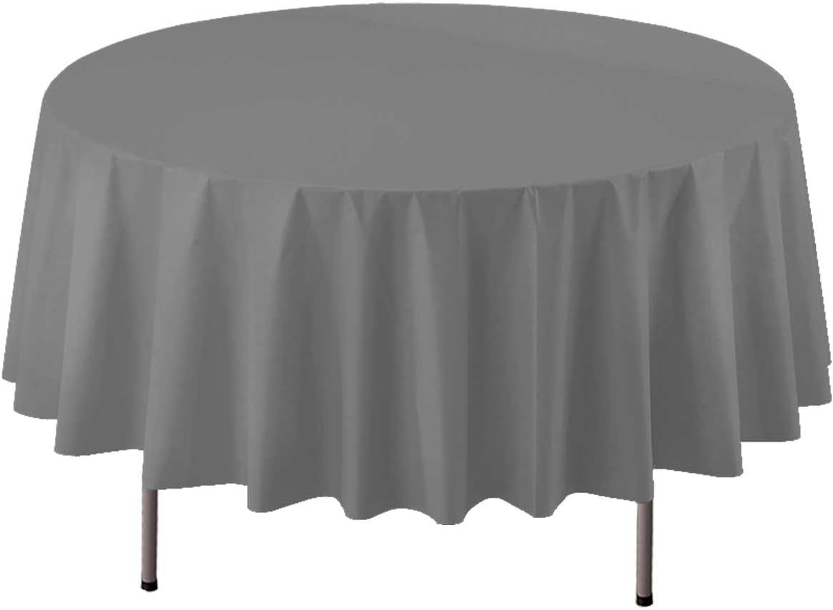 Party Essentials ValuMost 84 Inch Round Plastic Table Cover Silver