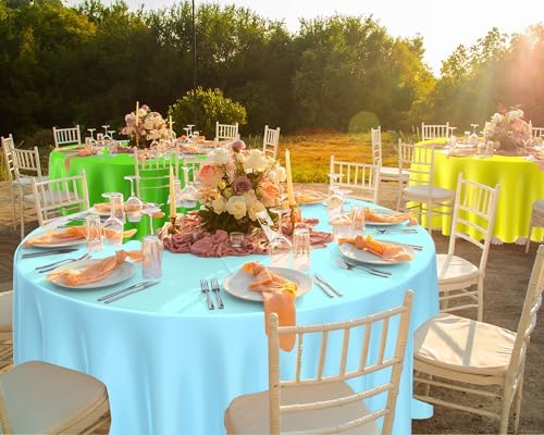 Oudain 84 Inch Round Plastic Tablecloth Set