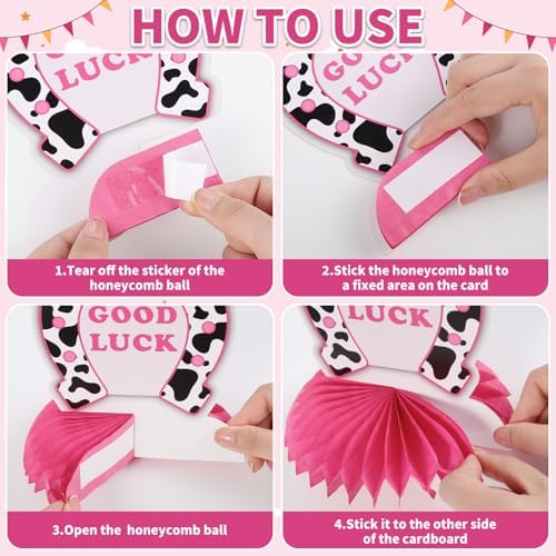 12PCS Pink Cowgirl Honeycomb Centerpieces