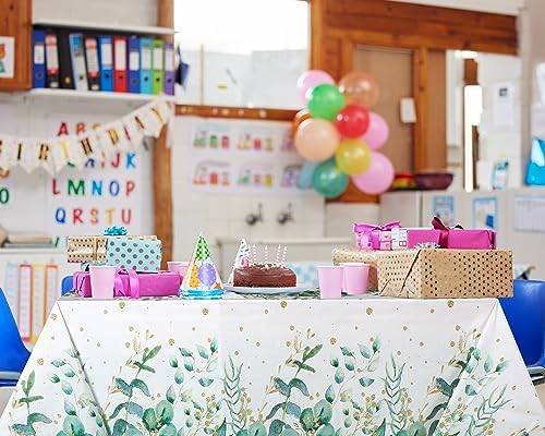 Irenare 3 Pcs Sage Green Plastic Tablecloth for Baby Shower