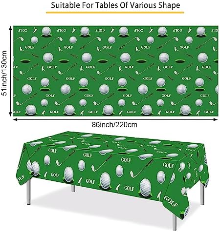 PHOGARY Golf Tablecloth Set 3-Piece Green Rectangular